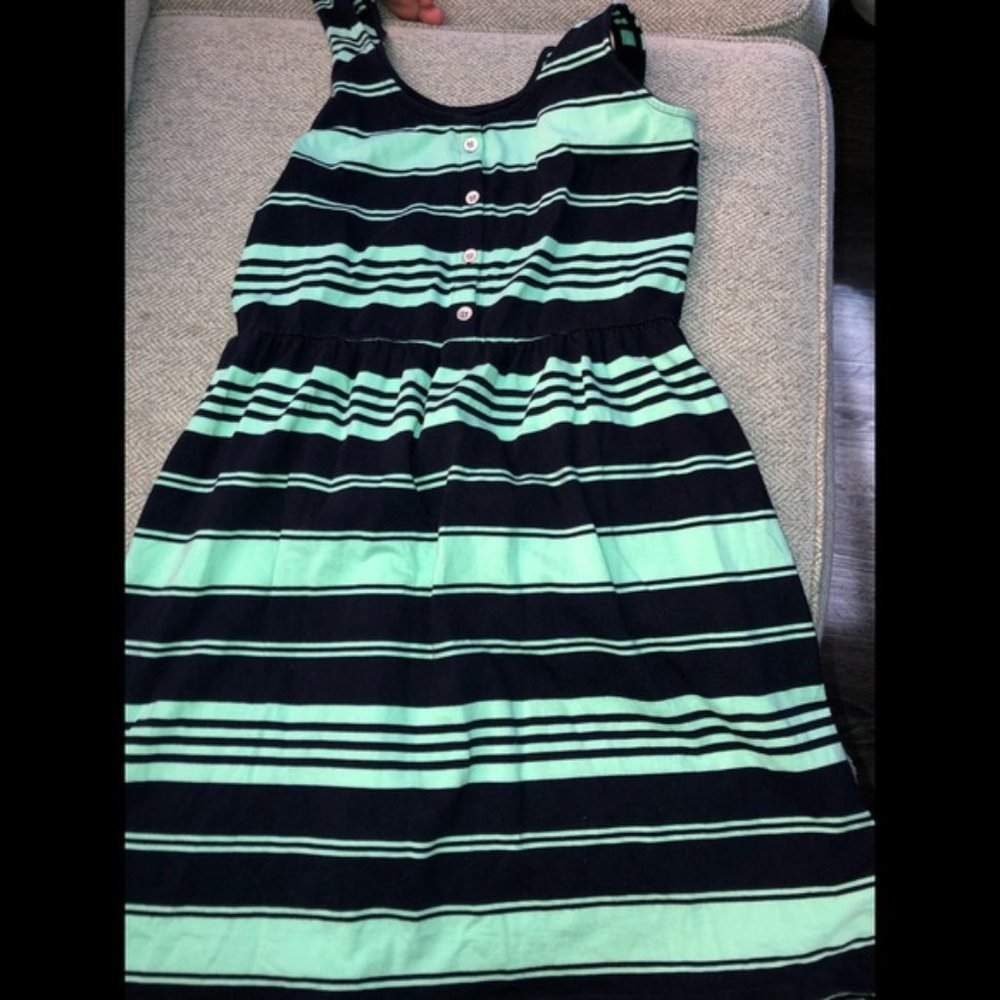 Teal and navy striped tank dress